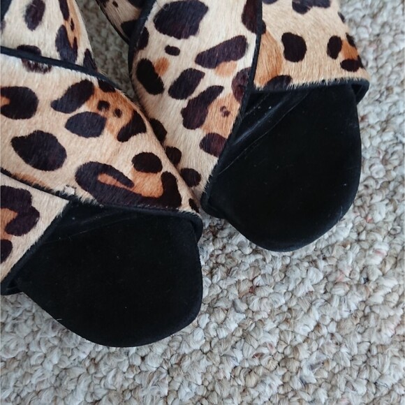 Diane Von Furstenberg Leopard Calf Skin/Suede Leopard peep toe Sling Back sz 8.5 - Picture 6 of 12